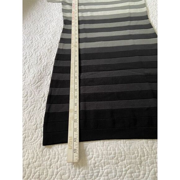 French Connection Bodycon Gray Striped Dress Size 10 Knee Length - Picture 12 of 13